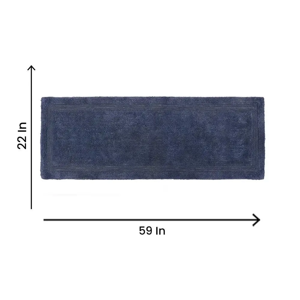 Blue Bordered Cotton Bath Runner (50 x 150) cm Single Piece