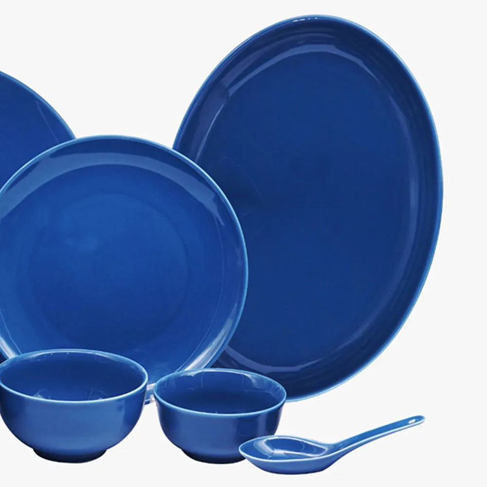 Blue Brown Porcelain Dinner Set Of 33