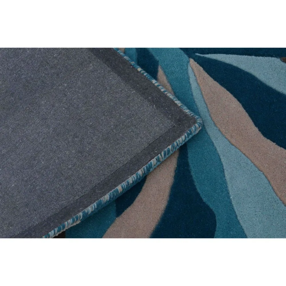 Blue & Brown Waves Modern Designer Area Carpet 2*5ft