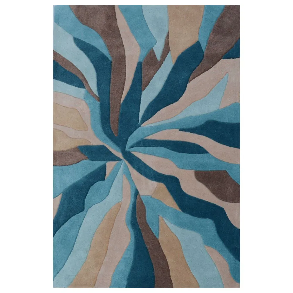 Blue & Brown Waves Modern Designer Area Carpet 2*5ft