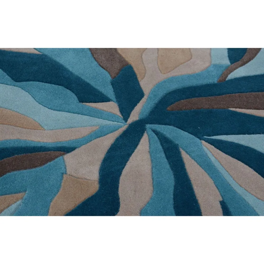 Blue & Brown Waves Modern Designer Area Carpet 2*5ft