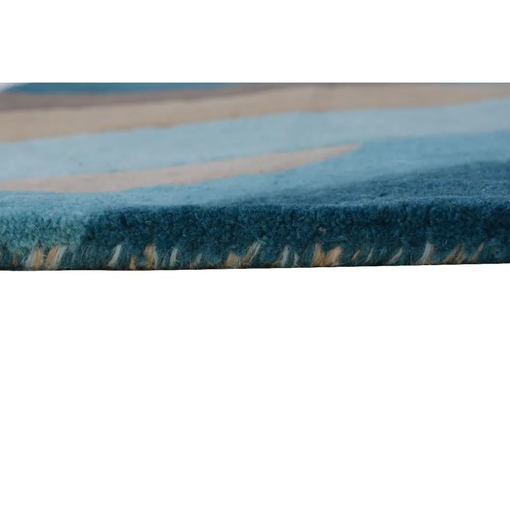 Blue & Brown Waves Modern Designer Area Carpet 2*5ft