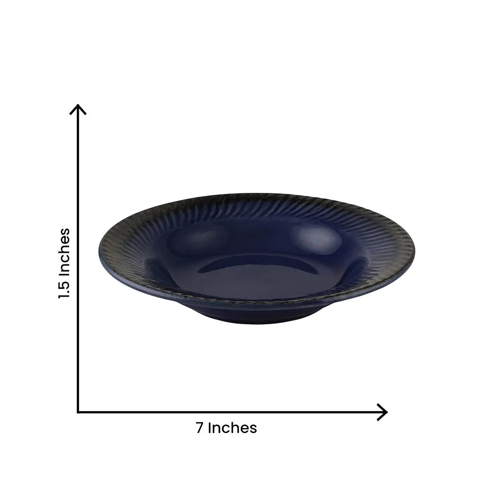 Blue Ceramic Hand-Painted Pasta Plate Set Of 2