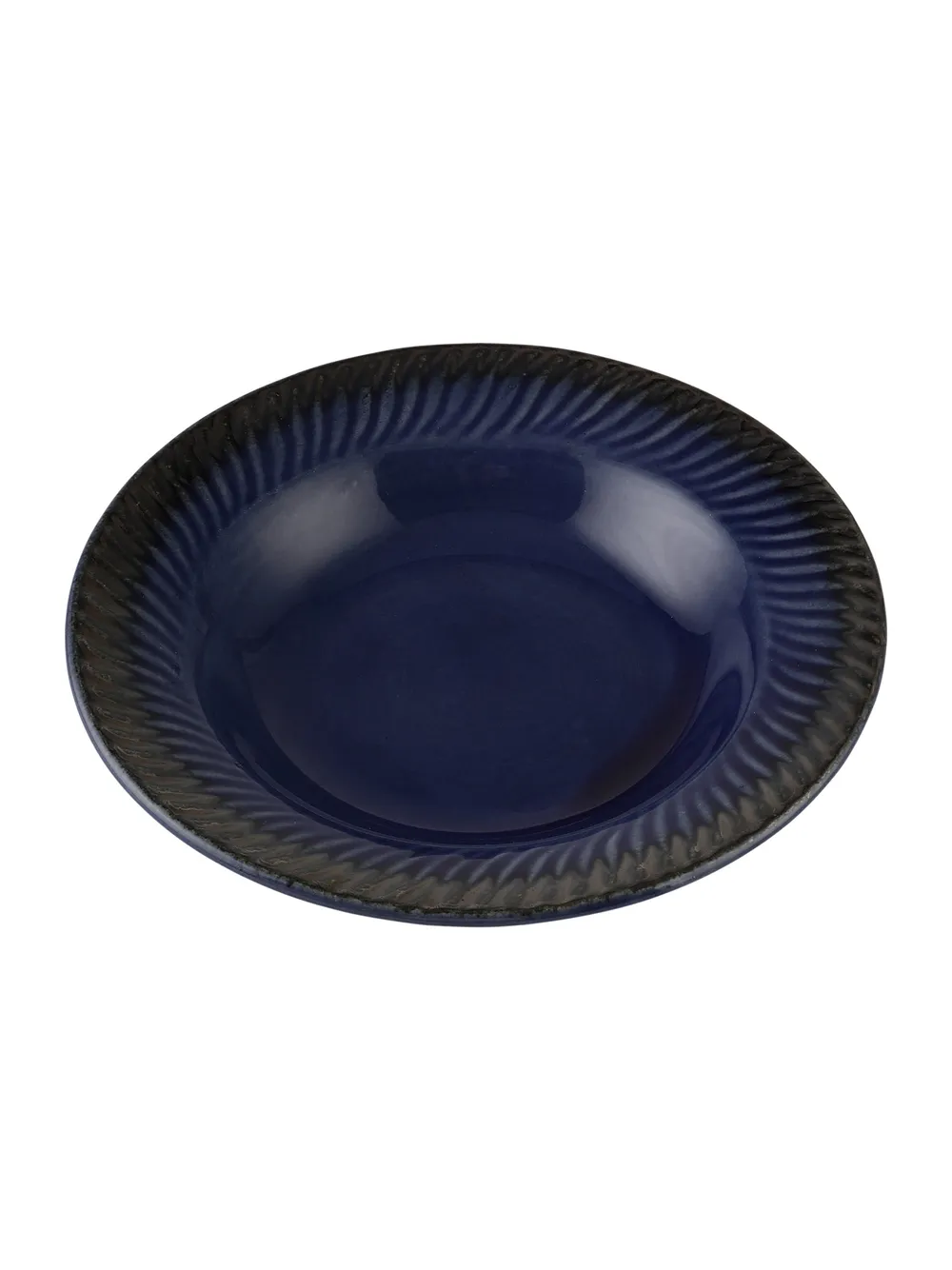 Blue Ceramic Hand-Painted Pasta Plate Set Of 2