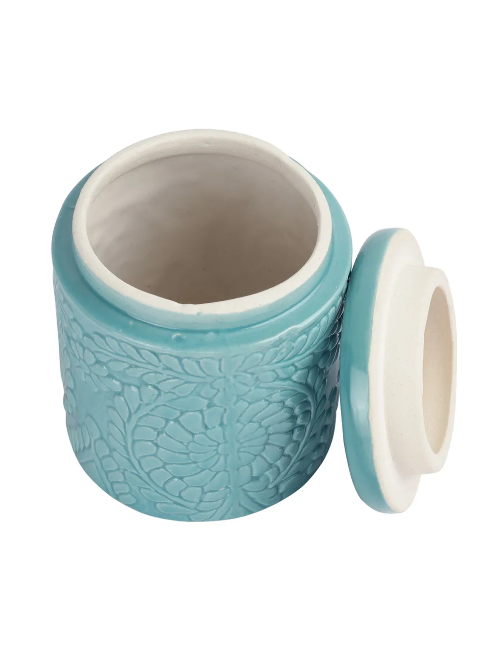 Blue Ceramic Handcrafted Multi Utility Storage Jar Set Of 2