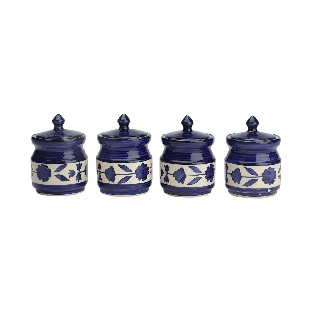 Blue Ceramic Handcrafted Multipurpose Storage Container Set Of 3