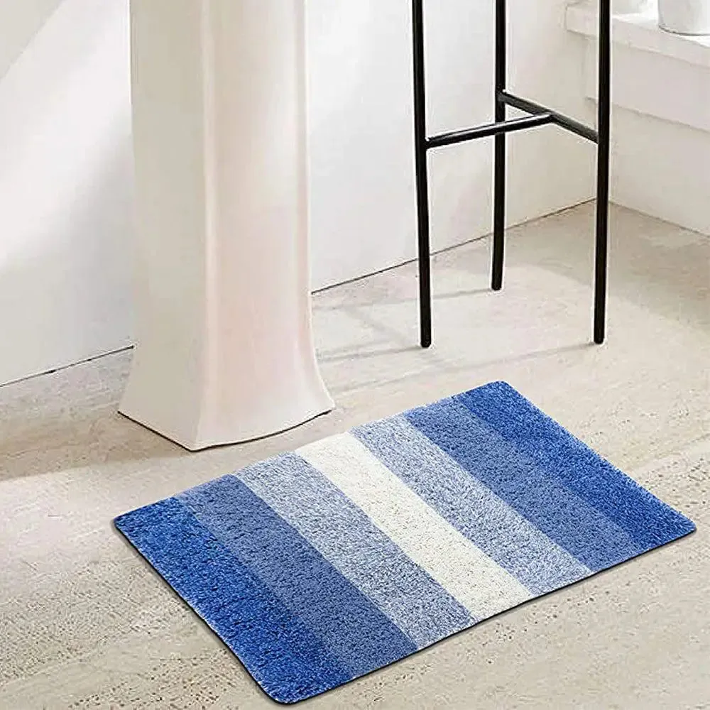 Blue Checkered Cotton Soft Bathmat (35 x 50) cm Single Piece