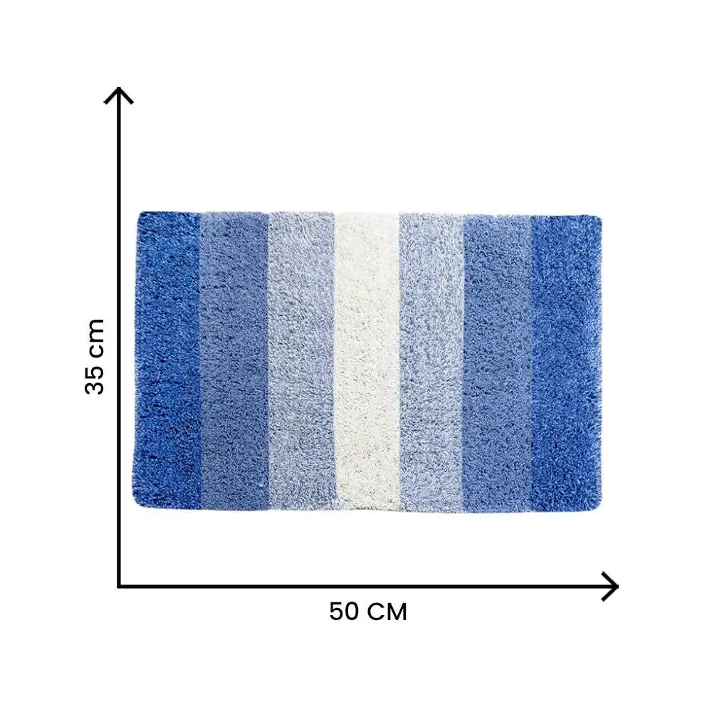 Blue Checkered Cotton Soft Bathmat (35 x 50) cm Single Piece