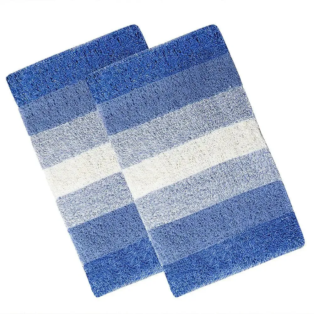 Blue Checkered Cotton Soft Bathmat (35 x 50) cm Single Piece