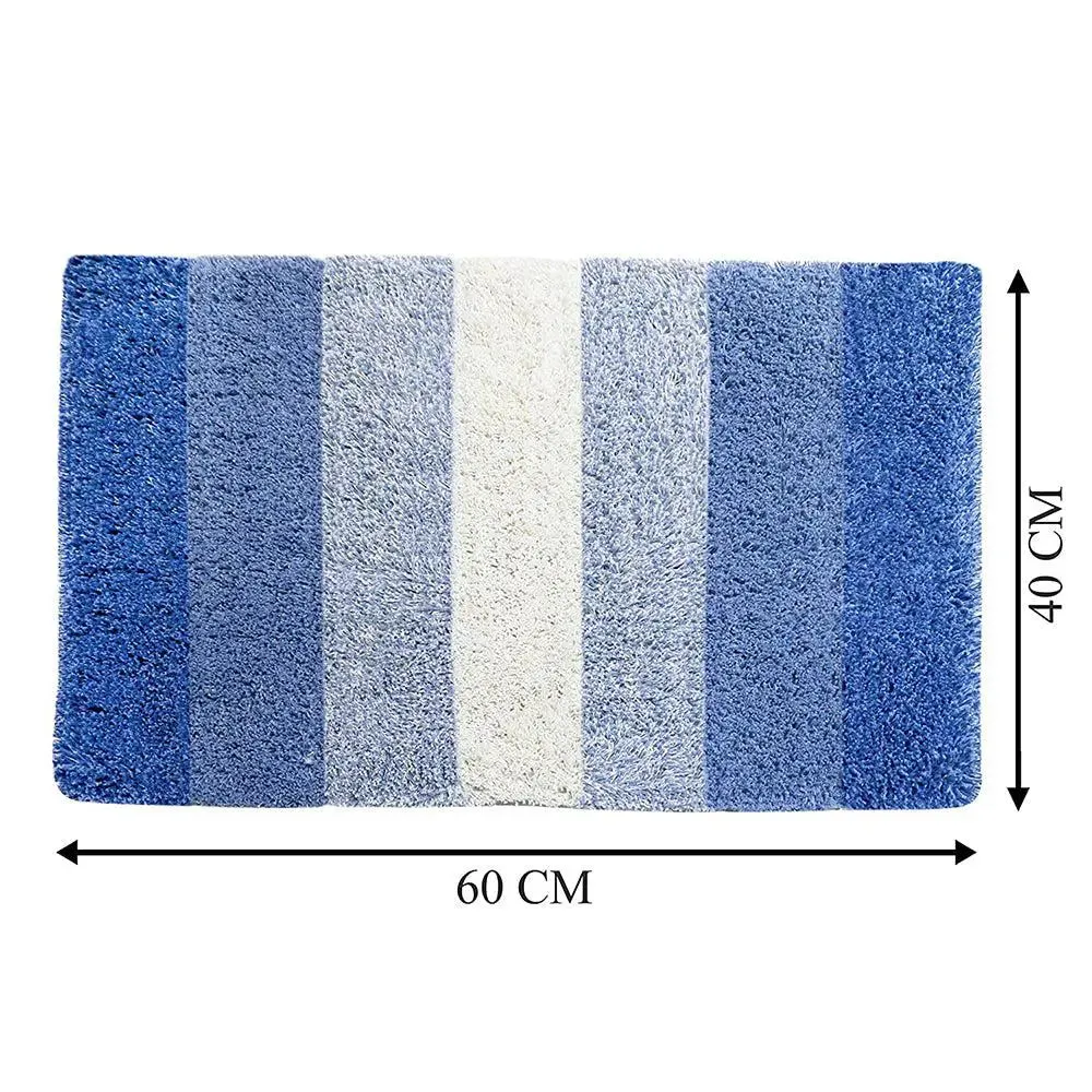 Blue Checkered Cotton Soft Bathmat (40 x 60) cm
