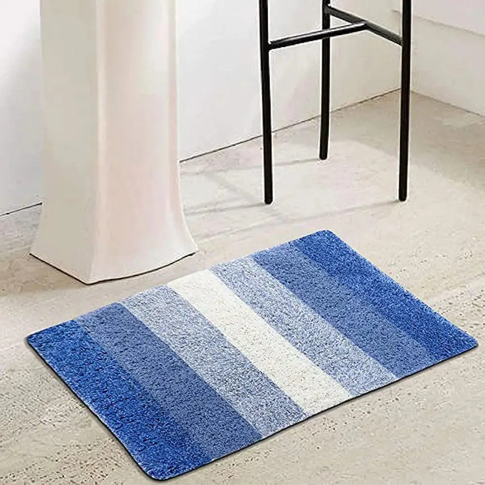 Blue Checkered Cotton Soft Bathmat (40 x 60) cm
