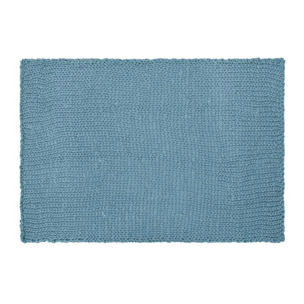 Blue Chunky Knitted Acrylic & Woolen Throw