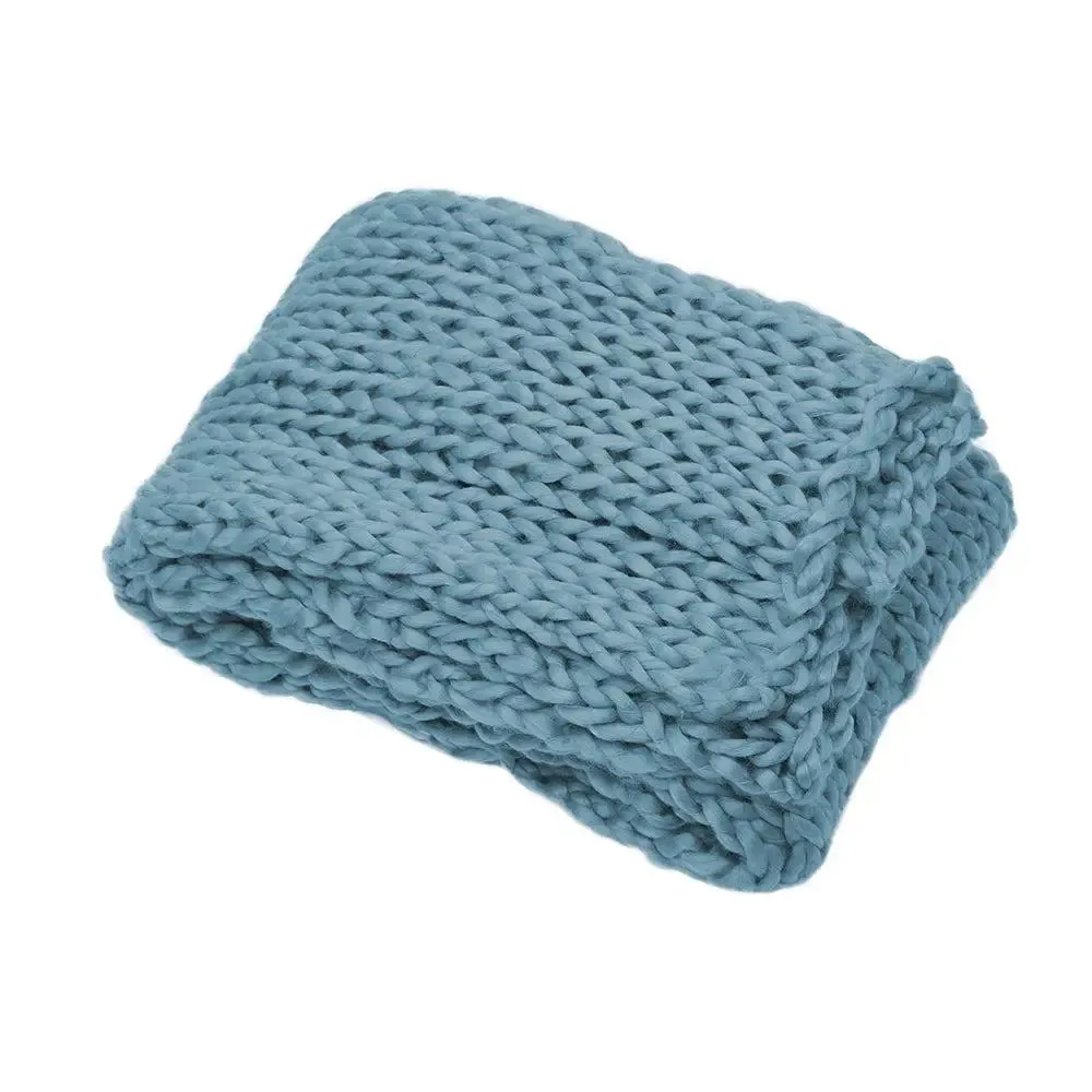 Blue Chunky Knitted Acrylic & Woolen Throw