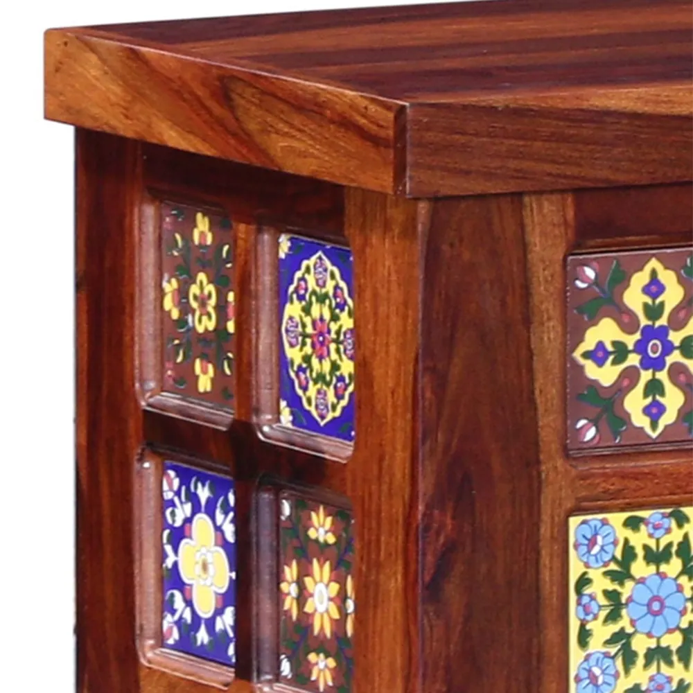 Blue Crafted Vibrant Designer Sheesham Wood Trunk Box