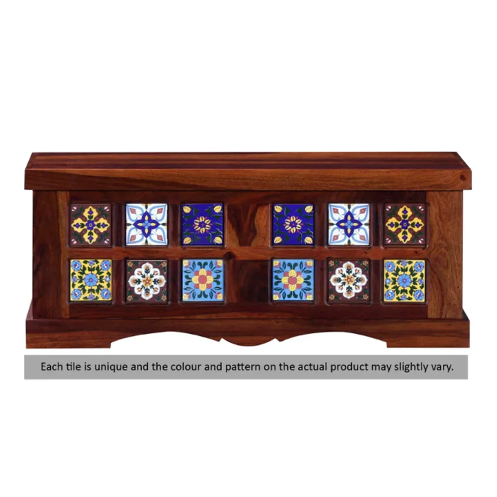 Blue Crafted Vibrant Designer Sheesham Wood Trunk Box