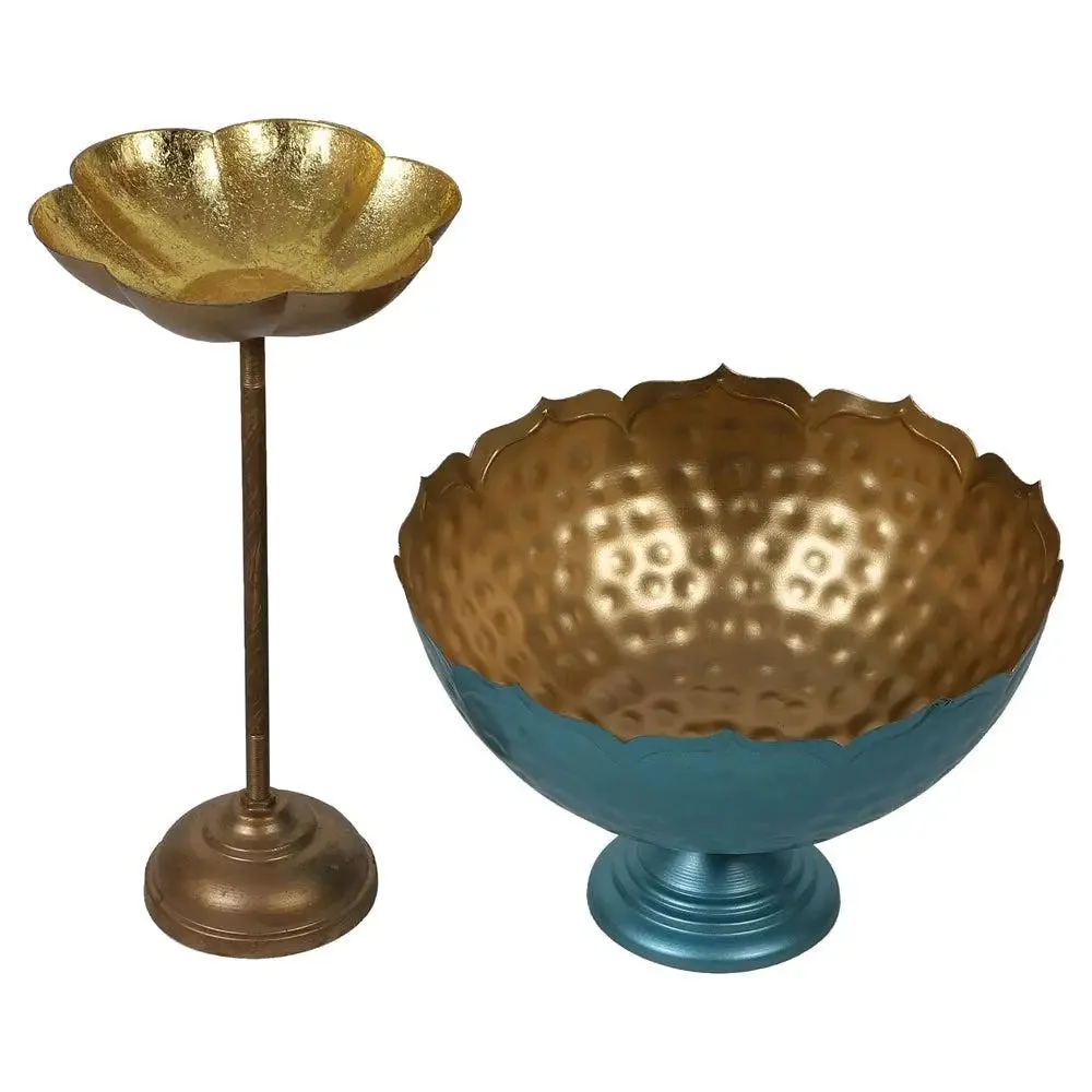 Blue Crown-inspired Urli Bowls with Detachable Tealight Holder (Set of 6)