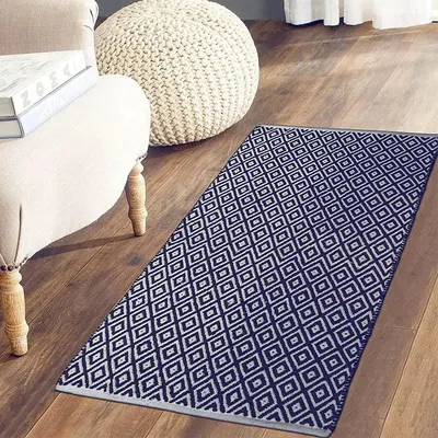 Blue Designer Handwoven Area Rug (70 x 140) cm - WallMantra