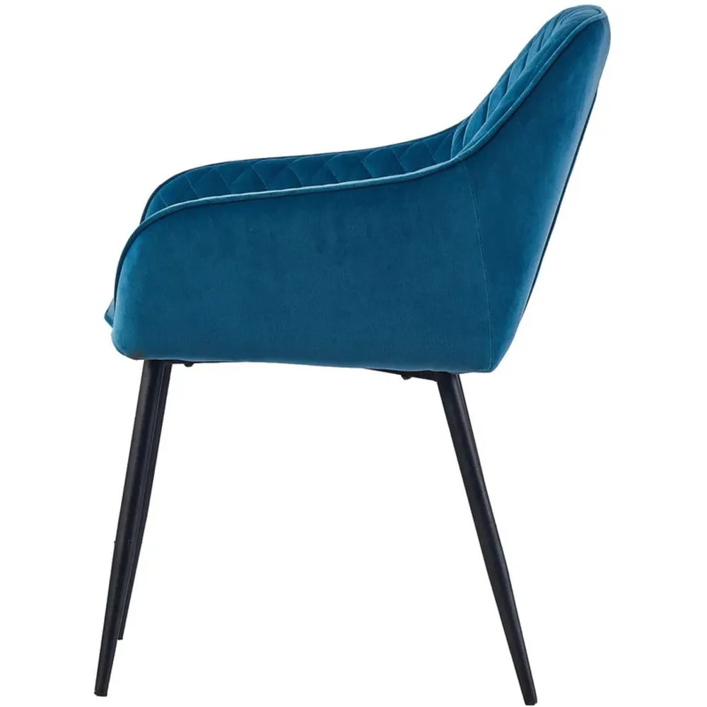 Blue Diamond Cut Velvet Accent Chair With Black Legs Single Piece