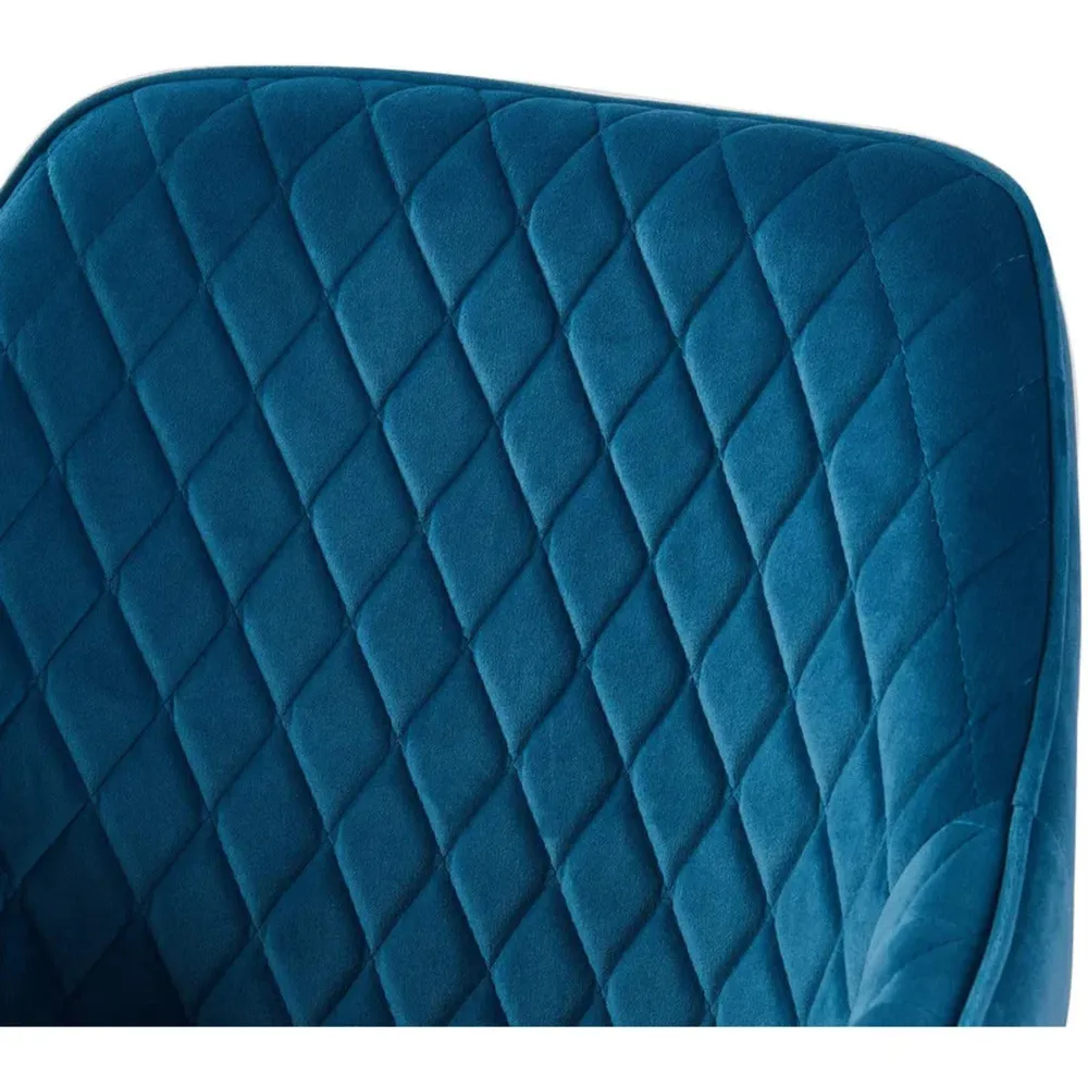 Blue Diamond Cut Velvet Accent Chair With Black Legs Single Piece