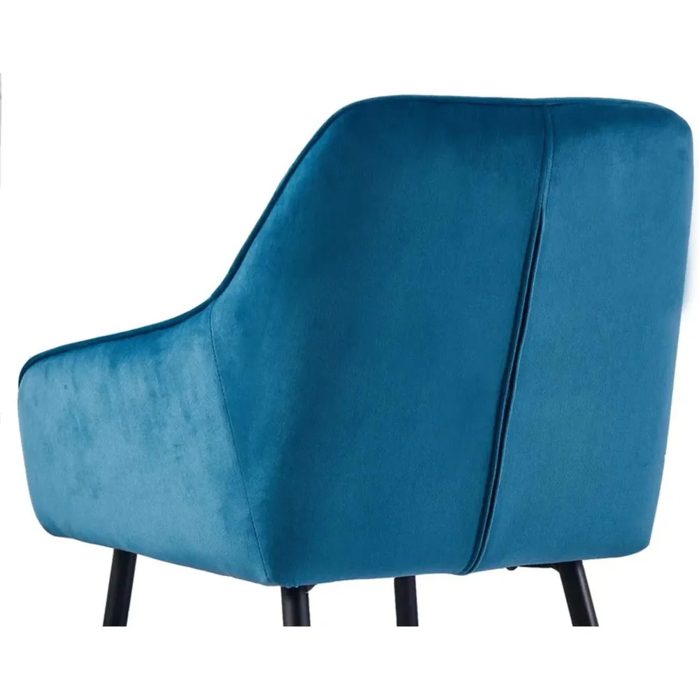 Blue Diamond Cut Velvet Accent Chair With Black Legs Single Piece