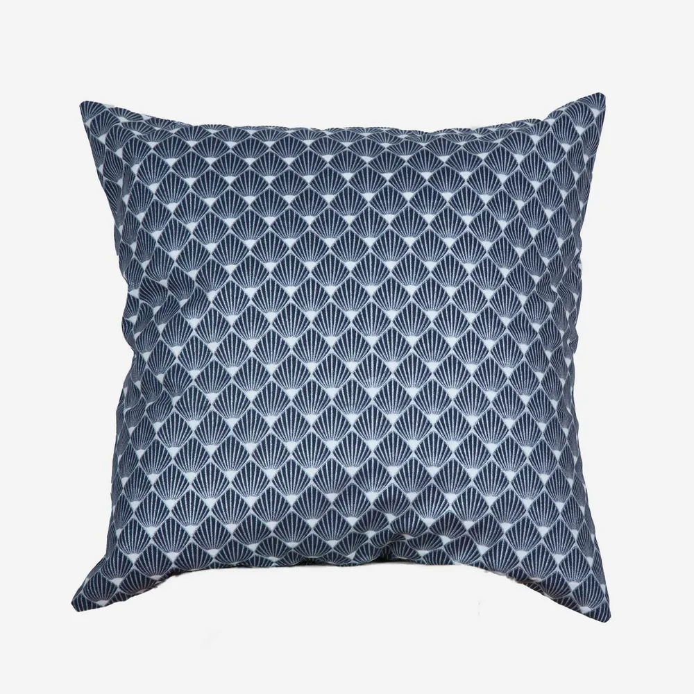 Blue Diamond Leaf Print Cushion Cover