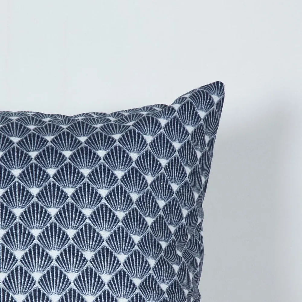 Blue Diamond Leaf Print Cushion Cover