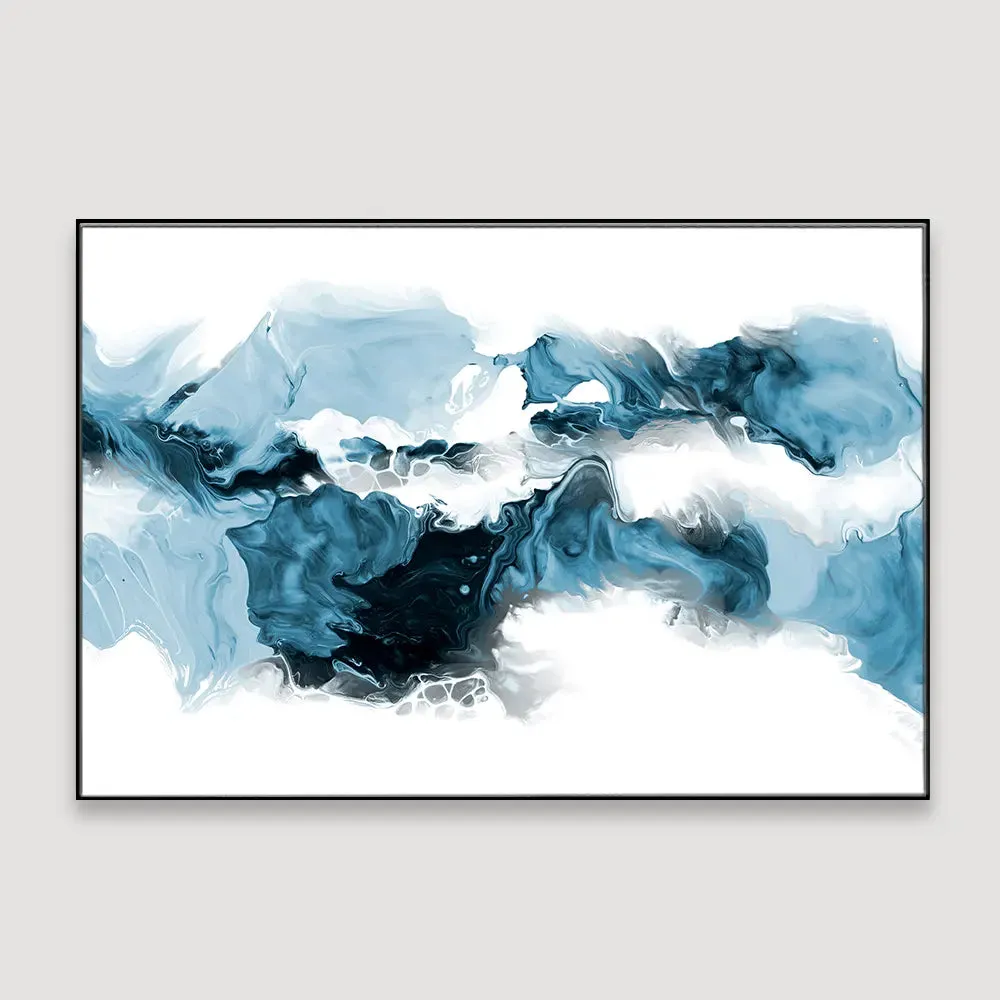 Blue Eternity Abstract Framed Wall art With Floating Frame