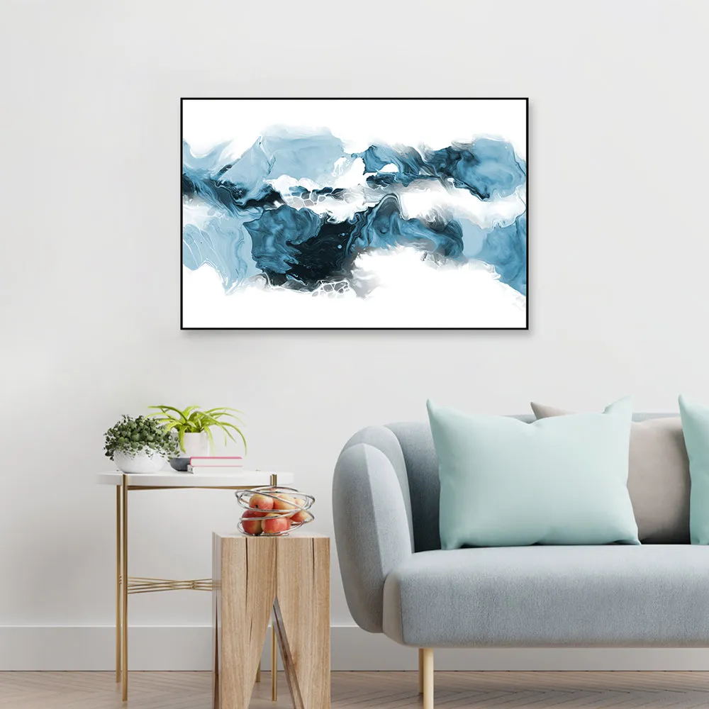 Blue Eternity Abstract Framed Wall art With Floating Frame