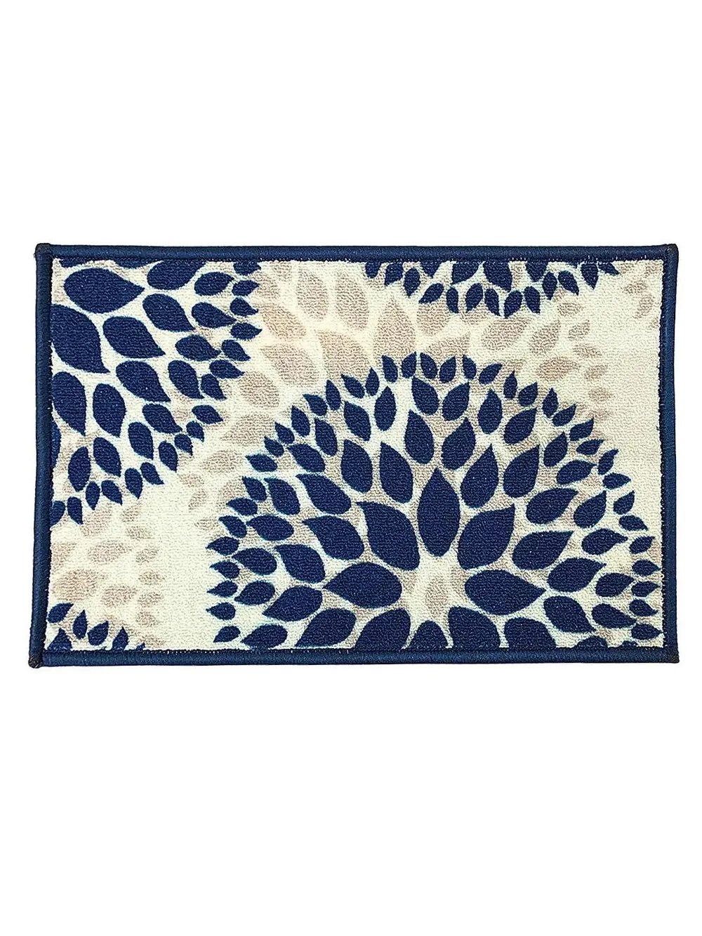 Blue Floral Circle Printed Premium Doormat (14 X 22 )Inches