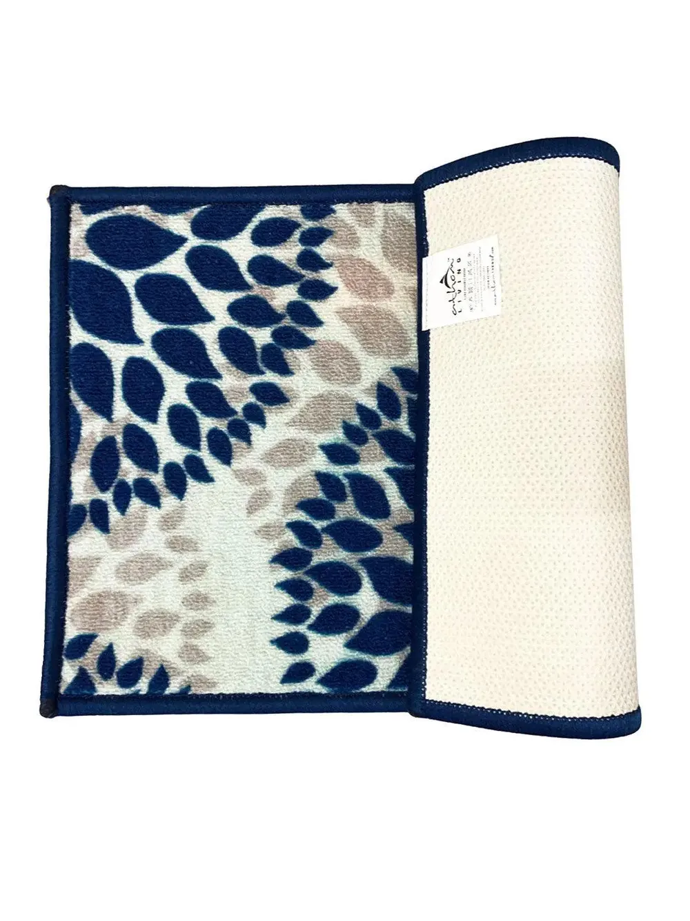 Blue Floral Circle Printed Premium Doormat (14 X 22 )Inches