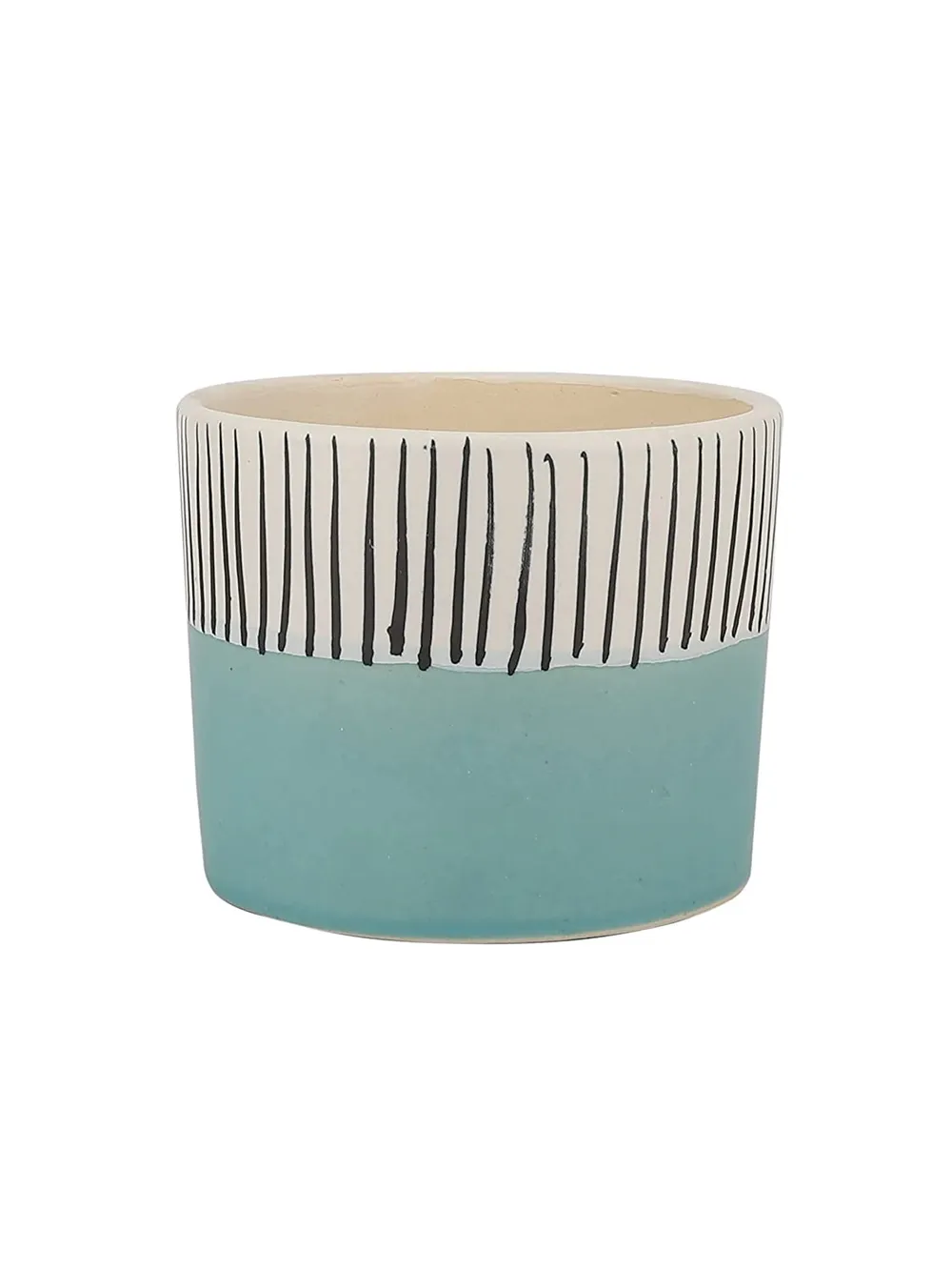 Blue Flower Vase With Stripes Plant Pot Set Of 2