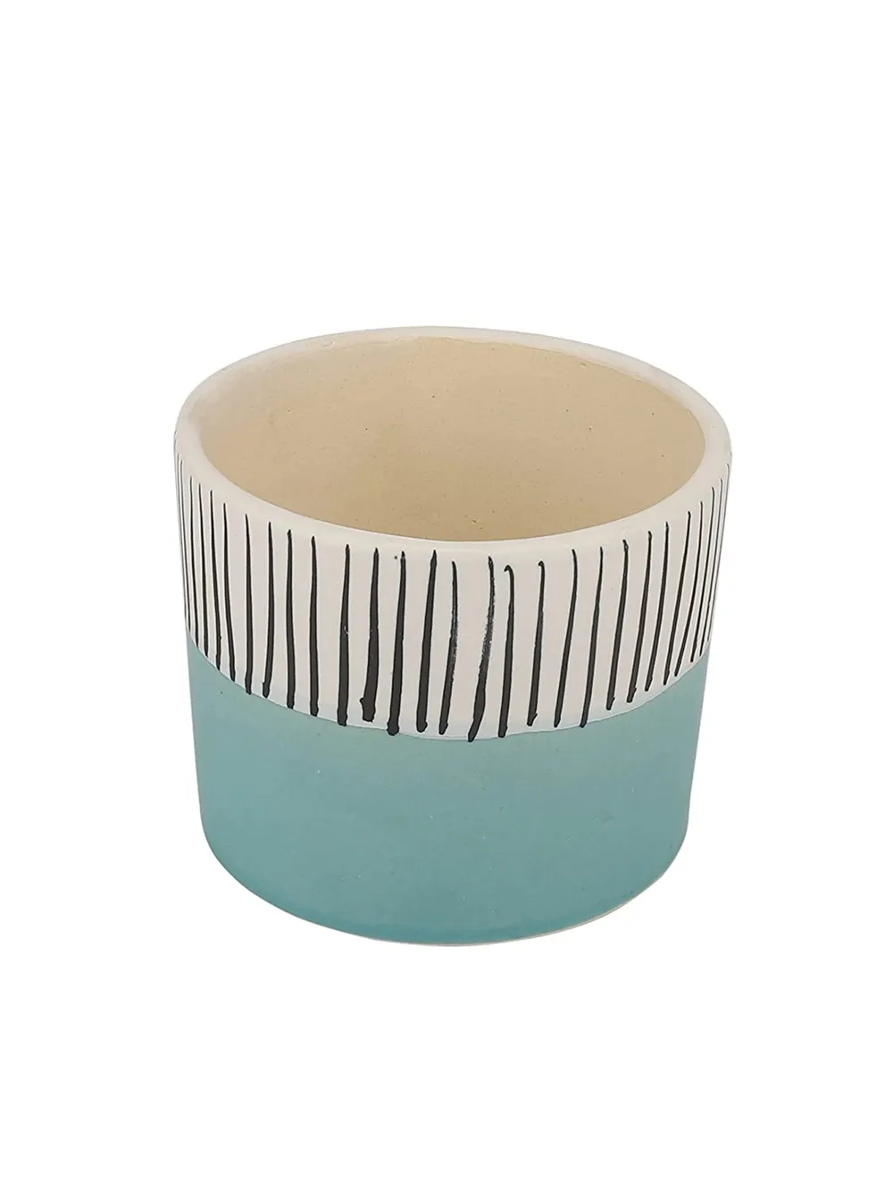 Blue Flower Vase With Stripes Plant Pot Set Of 2