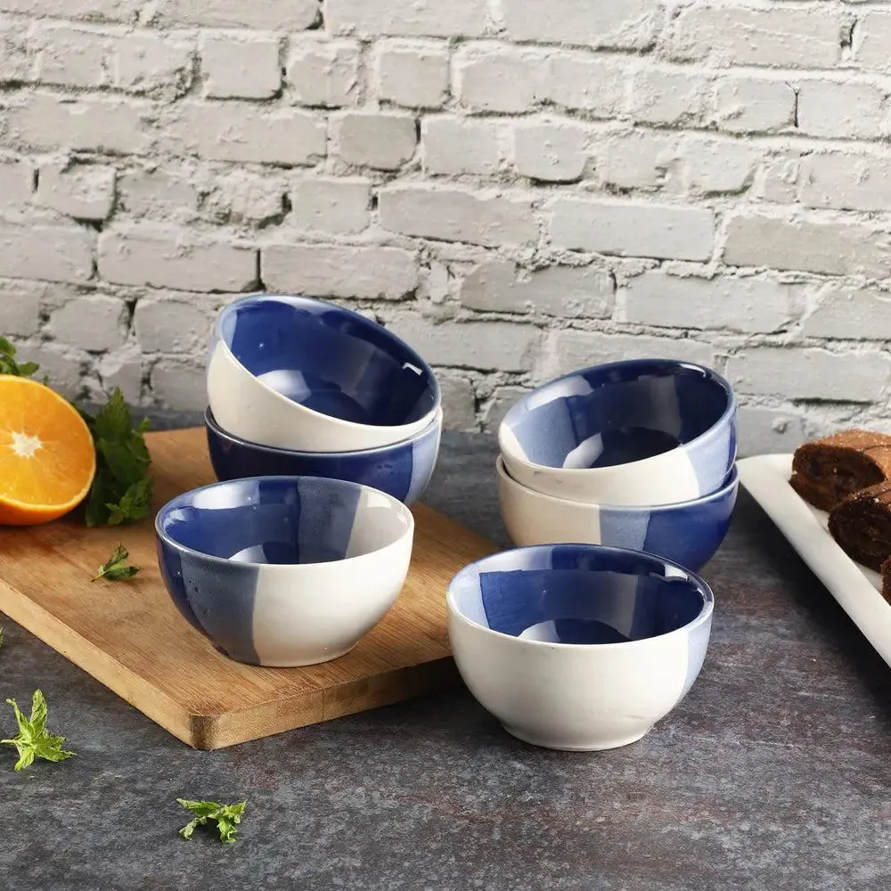 Blue Gradiants Hand Painted Ceramic Bowl Set Of 6