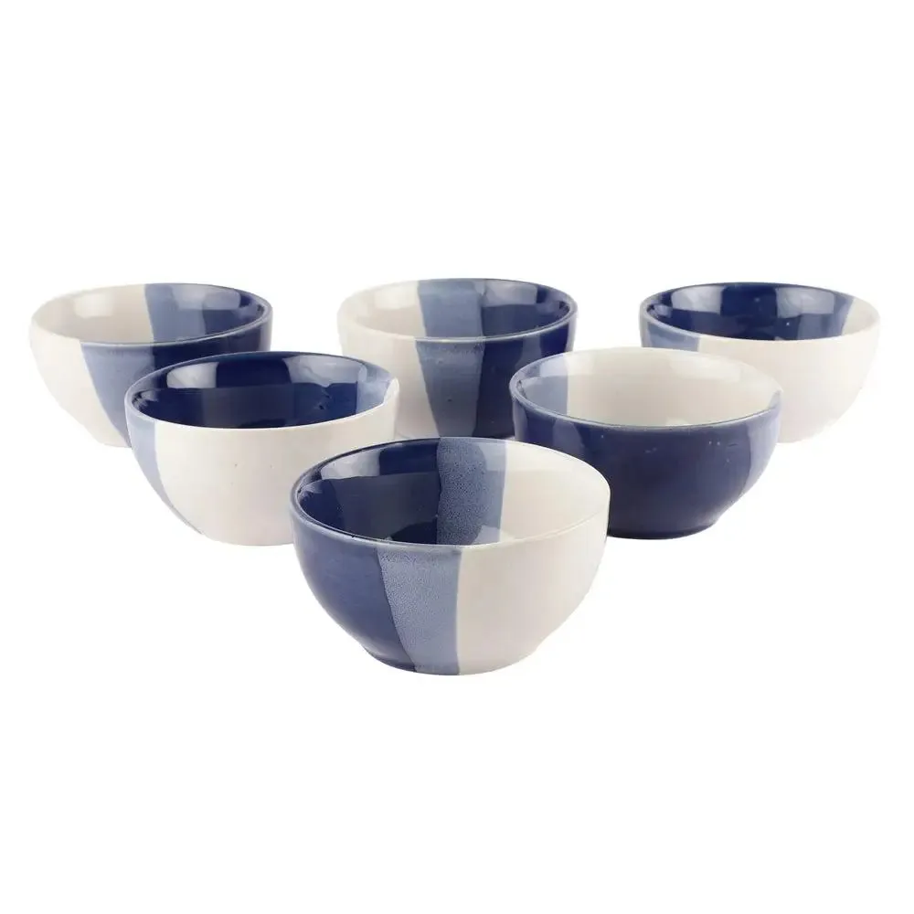 Blue Gradiants Hand Painted Ceramic Bowl Set Of 6