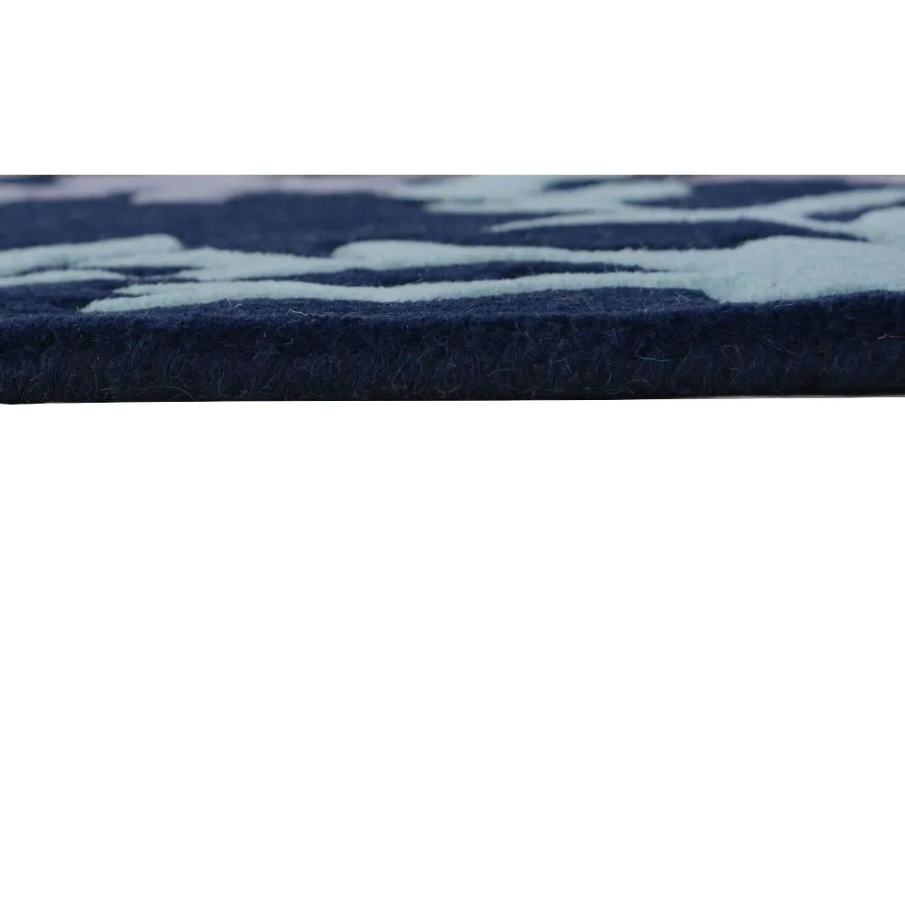 Blue & Gray Floral Patterned Tufted Area Carpet 2X5ft