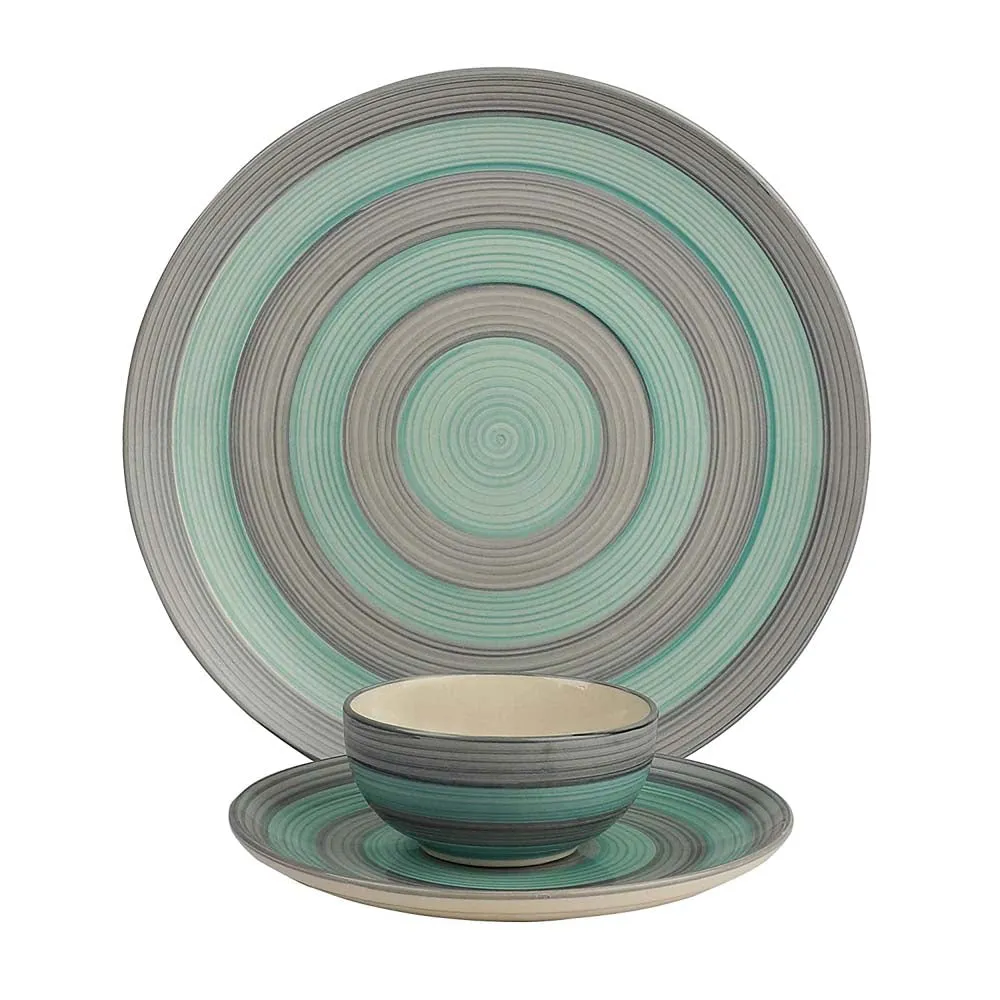 Blue & Grey Serving Plate With Single Serving Bowl Dinnerware Set