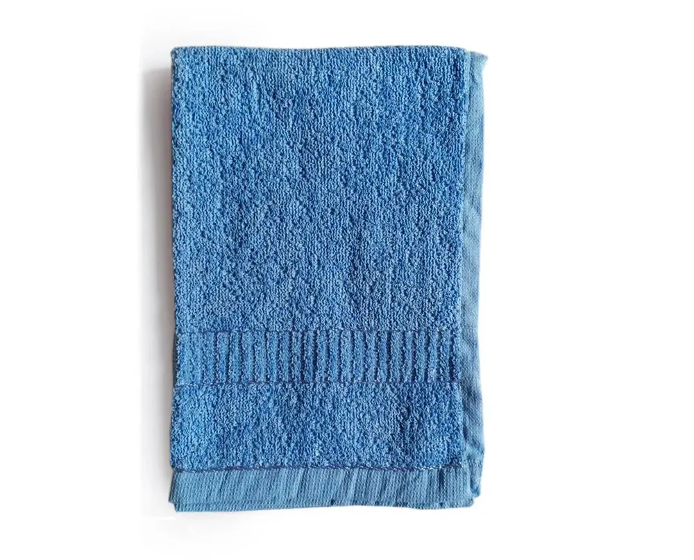 Blue Hand Towels with Track Border by Lushomes (Pack of 6)