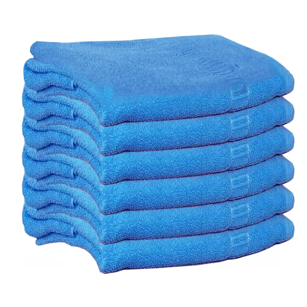 Blue Hand Towels with Track Border by Lushomes (Pack of 6)