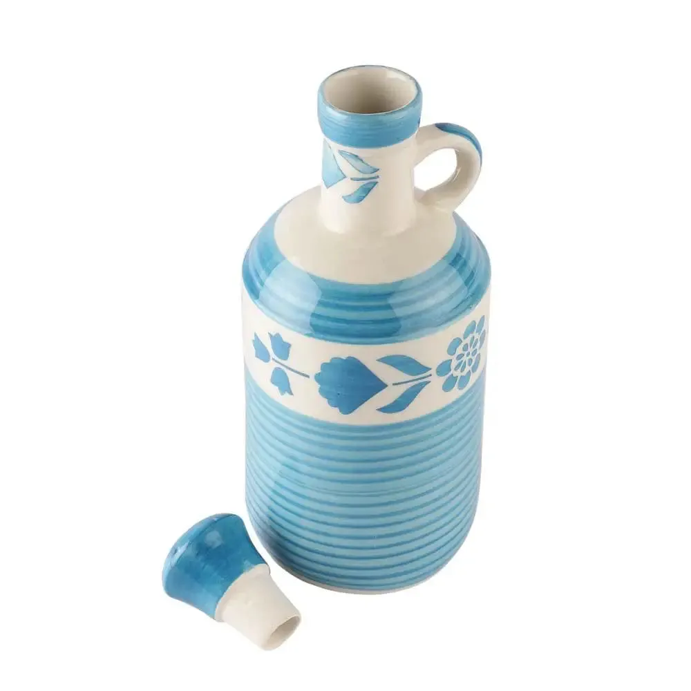 Blue Handpainted Traditional Motif Ceramic Oil Dispenser