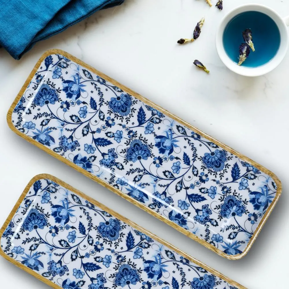 Blue Heaven Floral Rectangular Serving Platter