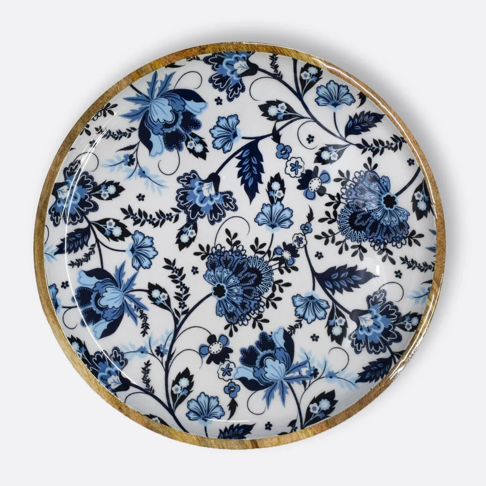 Blue Heaven Floral Round Serving Platter Small