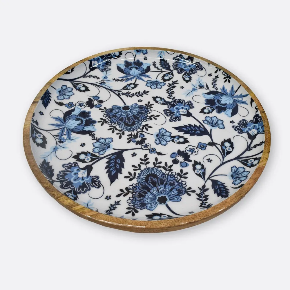Blue Heaven Floral Round Serving Platter Small