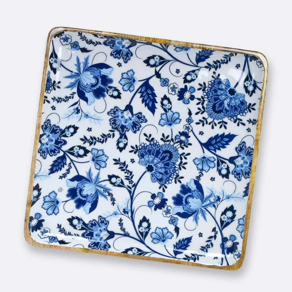 Blue Heaven Floral Square Serving Platter