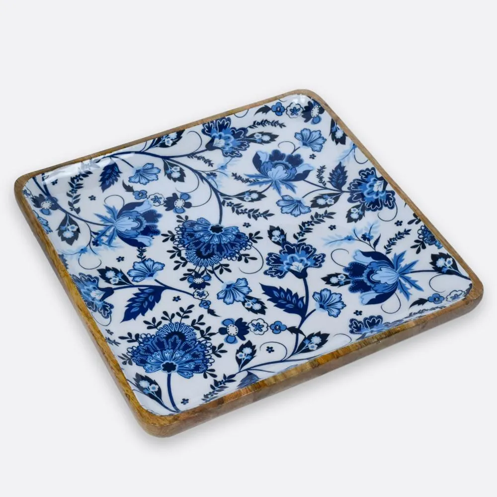 Blue Heaven Floral Square Serving Platter