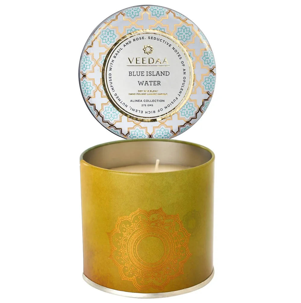 Blue Island Water Mason Tin Scented Candle