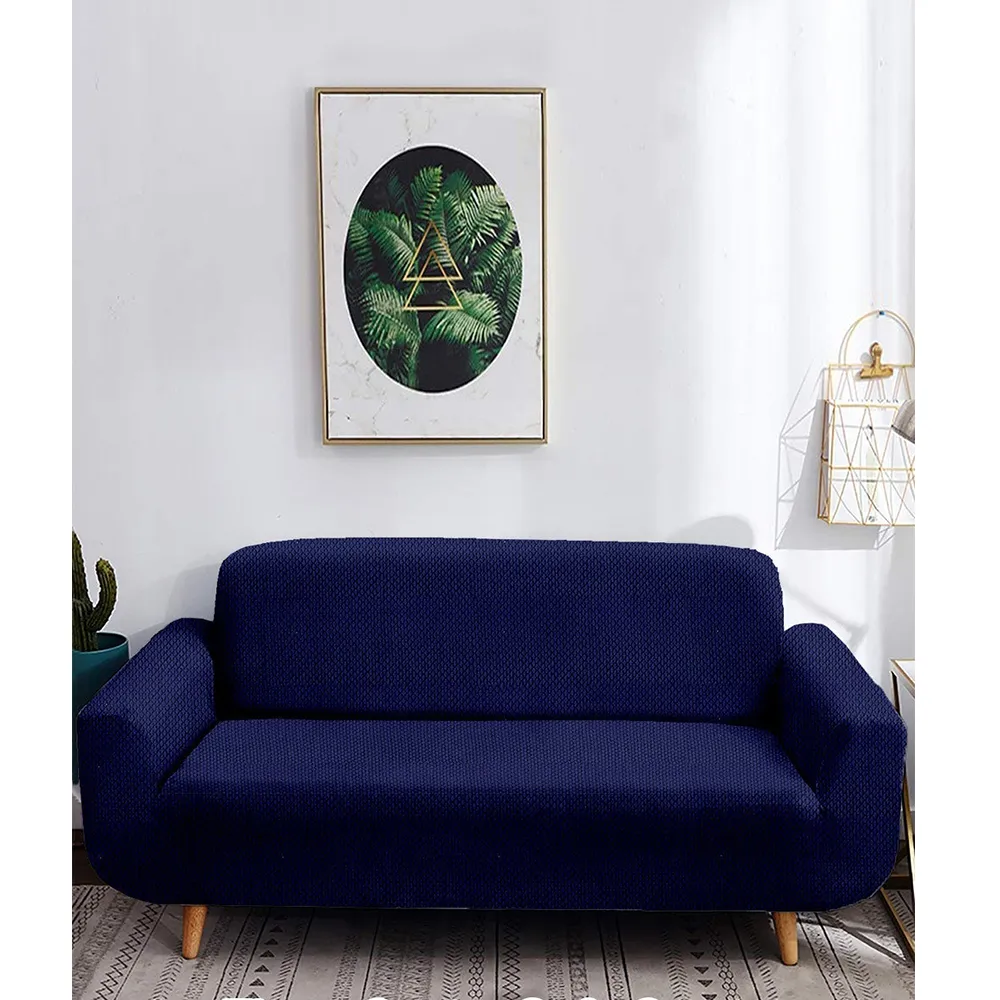 Blue Jacquard Sofa Cover Pack of 1 One Seater Sofa Slipcover