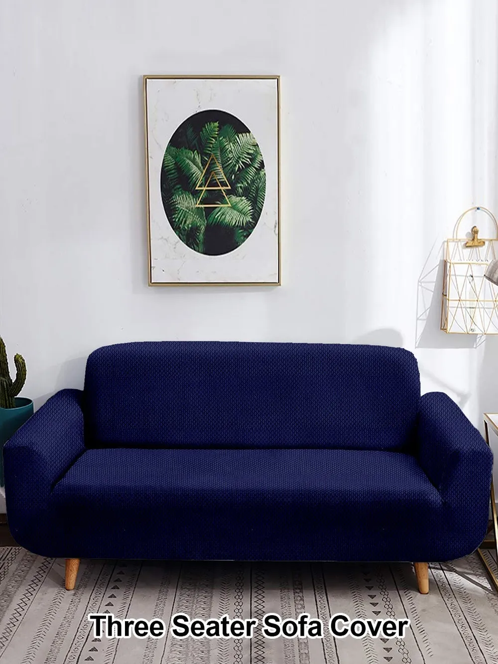 Blue Jacquard Sofa Cover Pack of 1 One Seater Sofa Slipcover