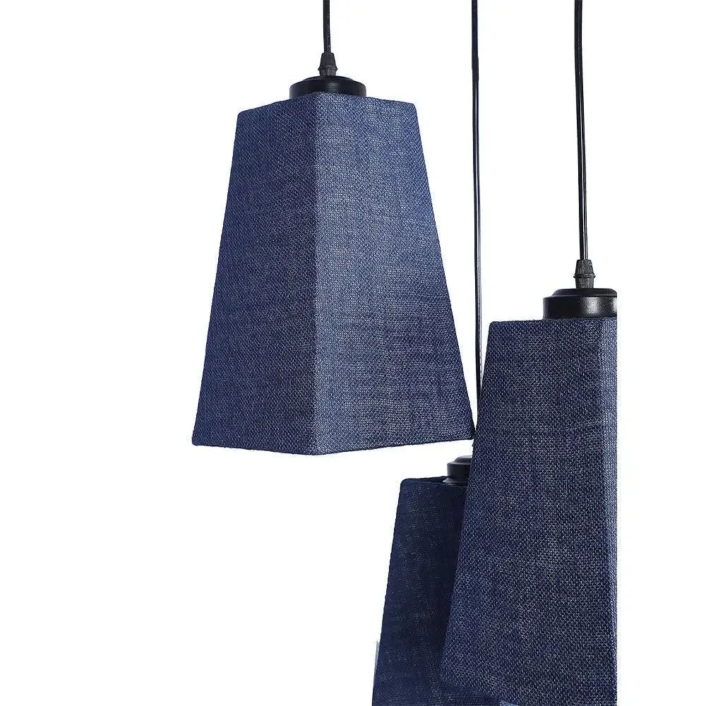 Blue Jute Pyramid Cluster Hanging Lamp
