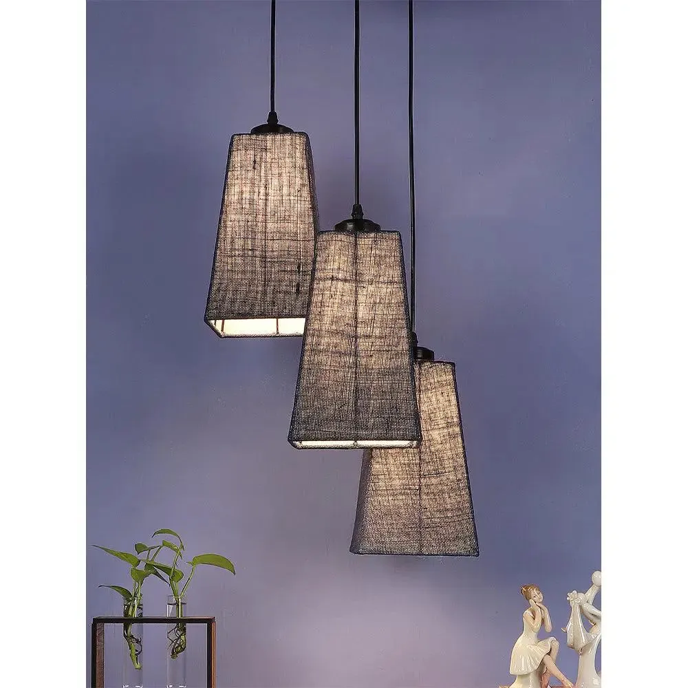 Blue Jute Pyramid Cluster Hanging Lamp