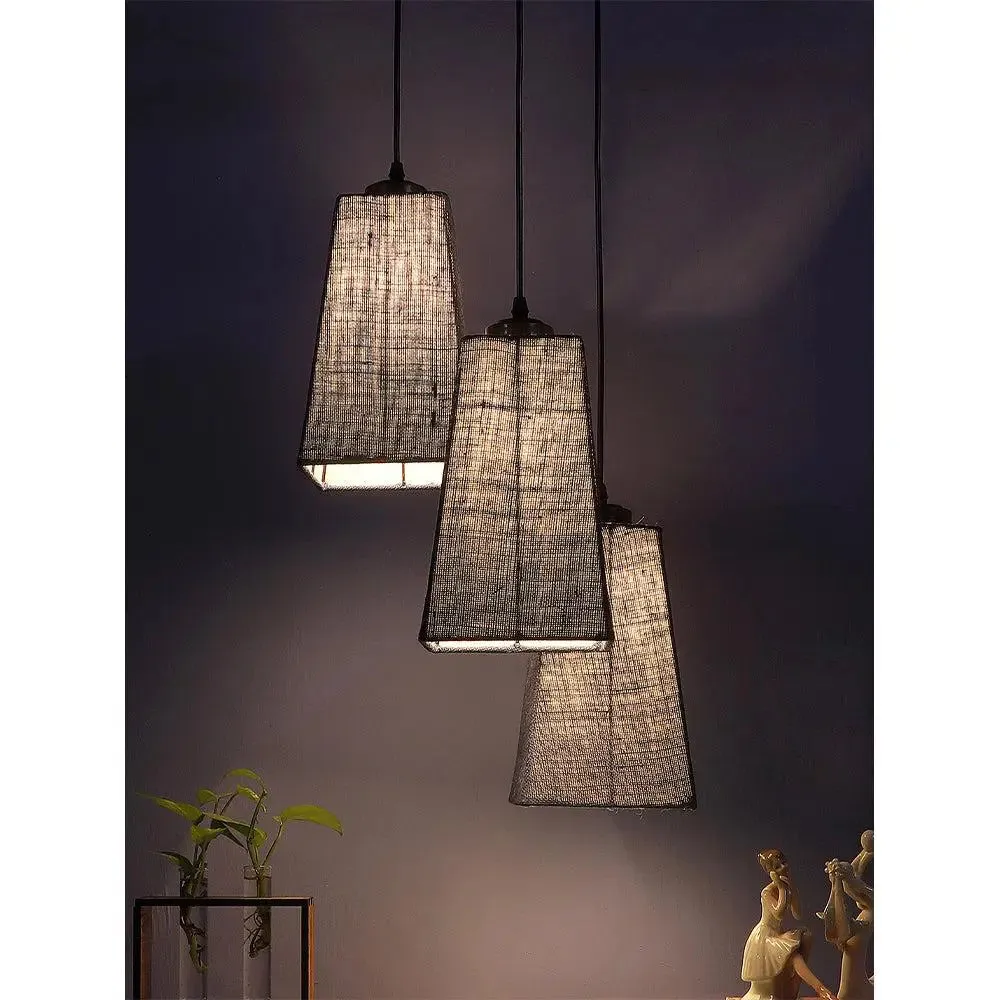 Blue Jute Pyramid Cluster Hanging Lamp